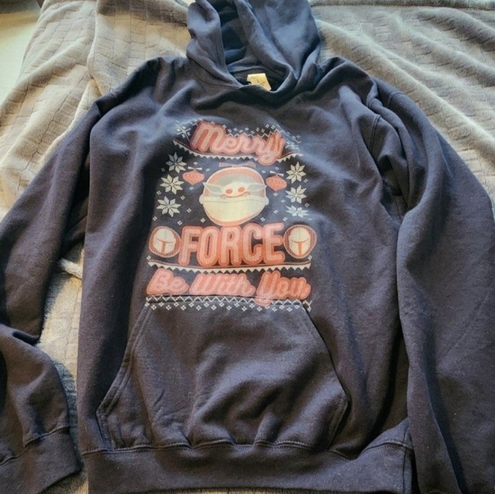 STAR WARS DISNEY STORE GROGU MERRY FORCE BE WITH YOU SWEATSHIRT YOUTH LARGE